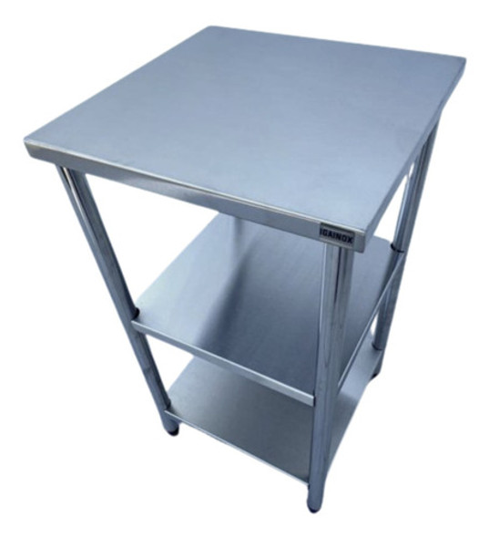 Bancada Mesa Armario De Inox Multiuso Pao 2 Niveis 50x50 0