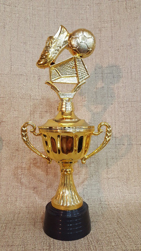 Copa Plástica Asas Trofeo Futbol Arco Botin Pelota 29cm Env 1