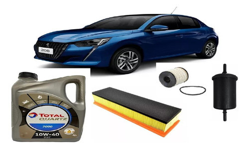 Kit 3 Filtros  Peugeot 208 1.5 +4l Total 7000 10w40 Semi 0