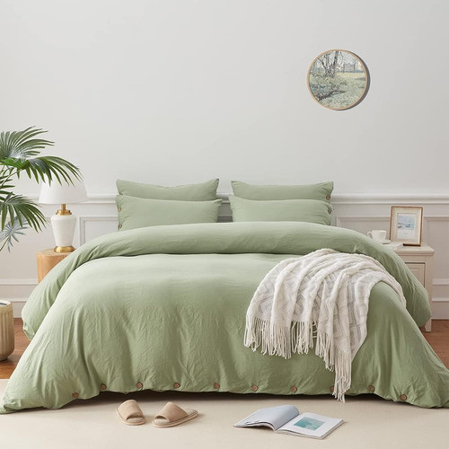 Sunstyle Home Sage Green Duvet Cover Set Queen Size Con Cier 0