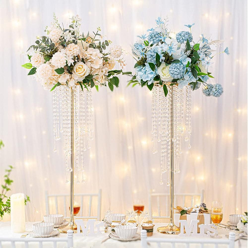 ~? 2pcs 29.5 Pulgadas Floreros De Flores De Oro Con Lámpara 1