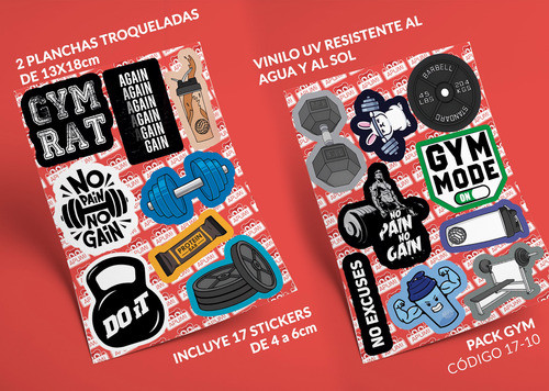 Pack Stickers Gym Entrenamiento Pesas Calcos Apum 1