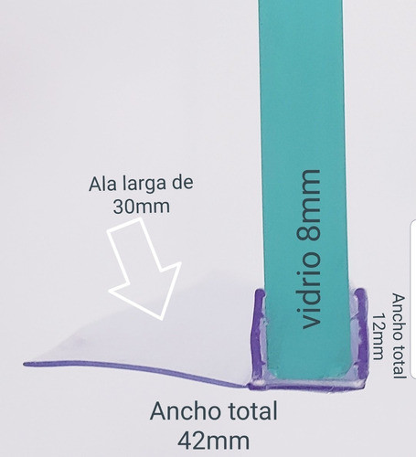 Burlete Para Mampara Y Vidrio Blindex 8mm Ala Larga(1,10mts) 1