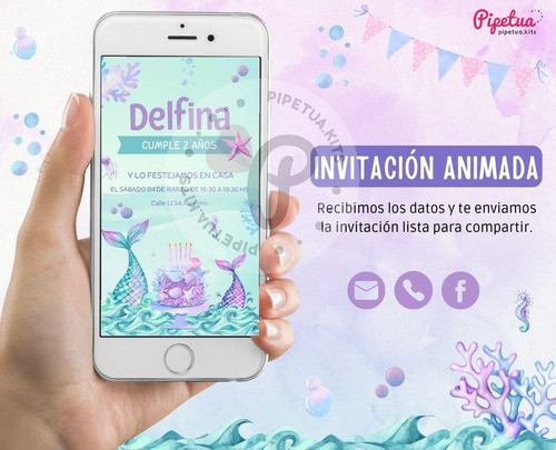 Invitacion Digital Video Sirenas Cola De Sirena Whatsapp 0