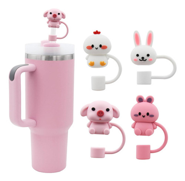 4 Tapa De Pajita Silic Para Taza Stanley De 30 40 Oz Animal 0