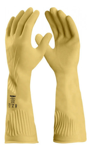 Kit 10 Luva De Látex Ranhurada Punho Longo Antiderrapante 1