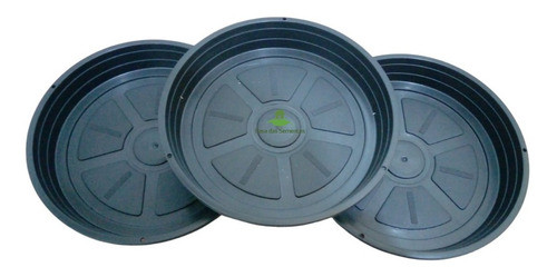 Kit 6 Pratos 24 Cm Diâmetro Para Vasos Pote Cor Preto 1