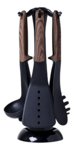 Set De Utensilios De Nylon Mango Silicona Black 0