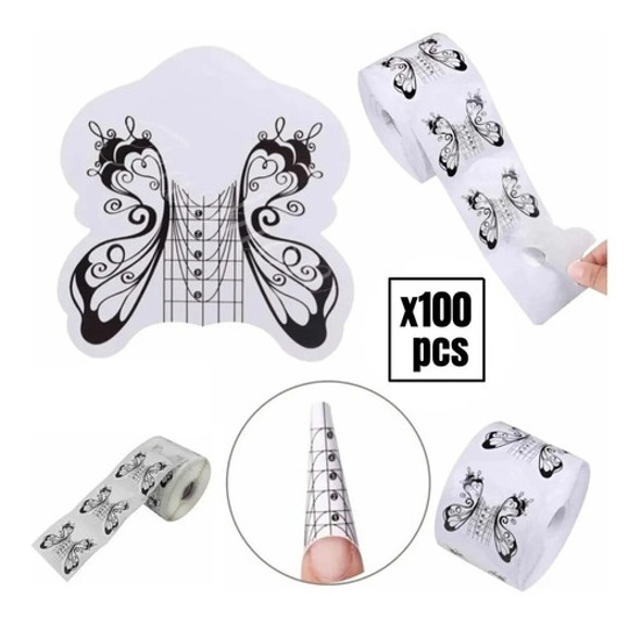 100 Moldes Mariposa Bco Uñas Esculpidas Acrílicas Gelificada 0