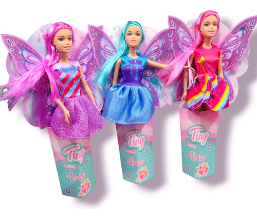 Muñeca Tiny Hada Mariposa Magica  Alitas  Brillosas 30 Cm 0