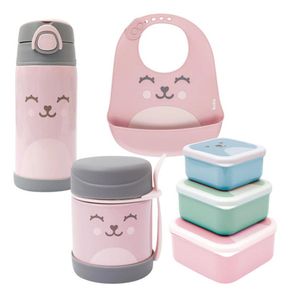 Kit Alimentação Buba Gumy Rosa Com 6 Pcs 0