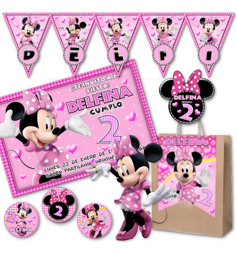 Kit Imprimible Minnie Rosa Con Candy Bar 100% Editable 0