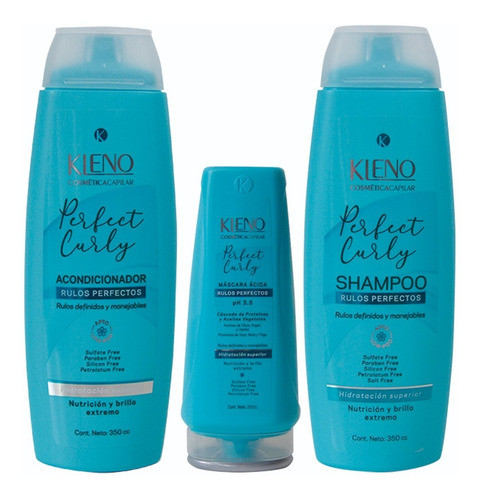 Kleno Perfect Curly, Shampoo, Acondicionador, Mascara Ph 3.5 0