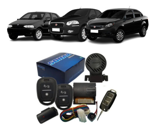 Alarme Grand Siena Com Sirene 2 Controles 1 Chave Canivete 0