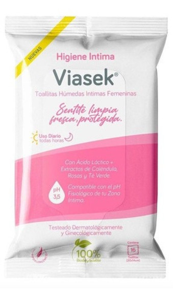 Viasek Toallitas Húmedas De Higiene Íntima Femenina 0