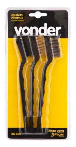 Jogo De Escovas Manuais Com 3 Peças Nylon Aço Latão Vonder 1