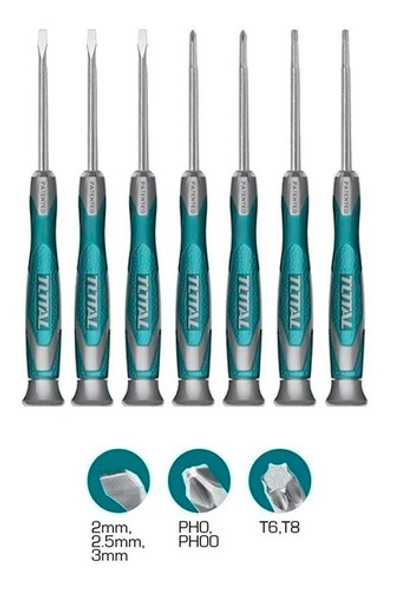 Set Destornilladores Precisión X 7 Total  Tht250726 1 Set Destornilladores Precisión X 7 Total  Tht250726 1