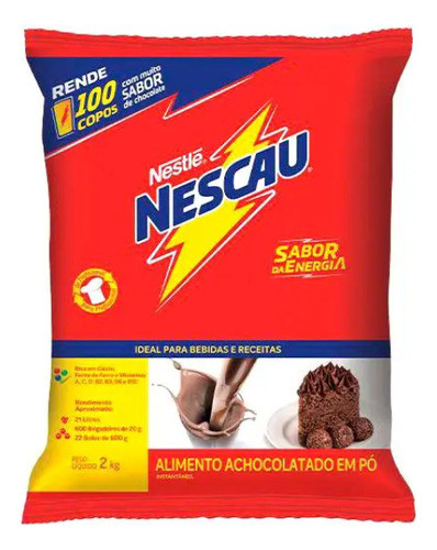 Nescau Nestle Achocolatado Em Pó Embalagem 2kg Kit 2 Pacotes 1