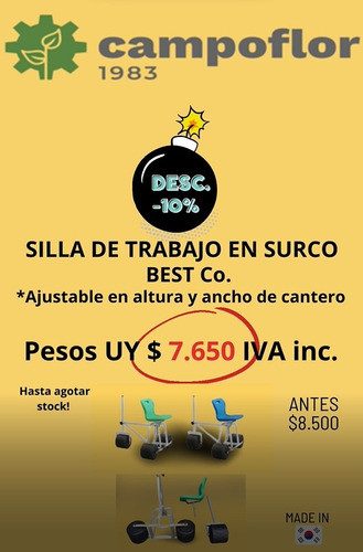 Asiento Agrícola Trabajo En Surco Campo O Invern Único En Uy 1