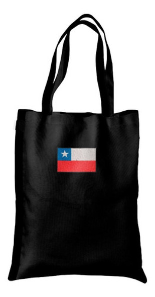 Bolsa Tote Bag Artesanal Gabardina Bordado Bandera Chile 0