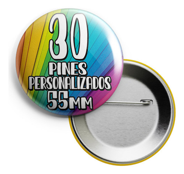 30 Pines Prendedores Personalizados - Pin De Chapa De 55mm 0