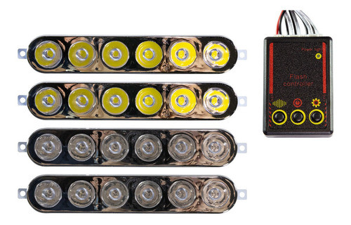 Baliza 4 Modulos Led 12v 24w P/ Policia Led-826- Azul Blanco 0