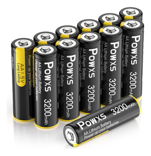 Powxs Paquete De 12 Bateras De Litio Aa 0