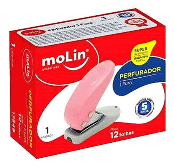 Perfurador 1 Furo Rosa Claro - Molin 0