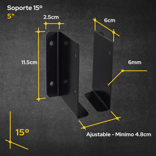 Herraje Soporte Viga 2x5 Inclinado 15° Grados Tirante Techo 1