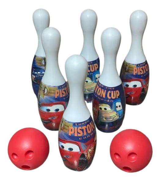 Juego De Bolos Infantil Cars 6 Pinos Grandes + 2 Bolas 0