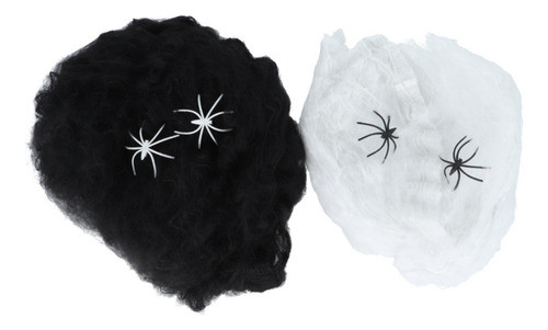 Telaraña Halloween Set De 2 Blanca Y Negra Con Araña 0