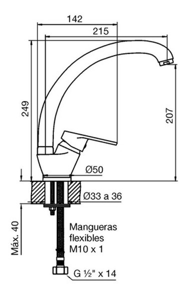 Griferia Monocomando Fv Mesada 0423/m4 1
