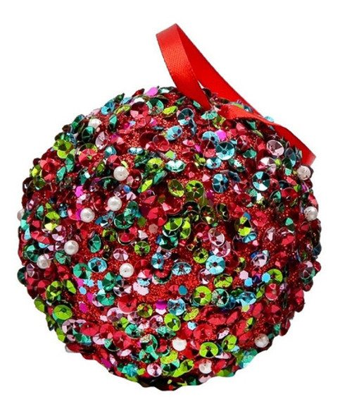 Adorno Bola Navideña Brillos Roja 8cm Decoración Navidad 0 Adorno Bola Navideña Brillos Roja 8cm Decoración Navidad 0