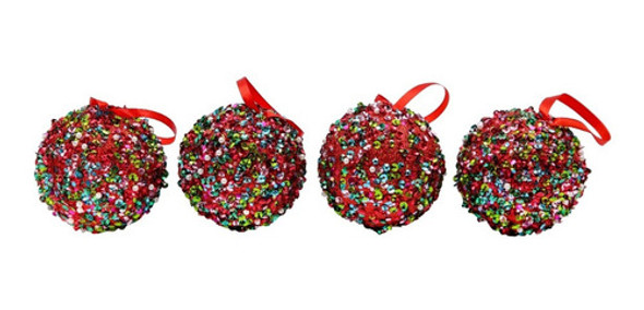 Adorno Bola Navideña Brillos Roja 8cm Decoración Navidad 1 Adorno Bola Navideña Brillos Roja 8cm Decoración Navidad 1