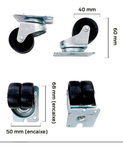 Rodizio Duplo S/ Trava P/ Freezer Horizontal Fricon 04 Unid 0