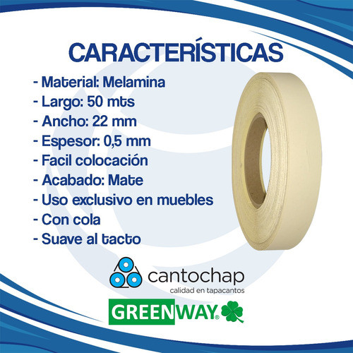 Tapacanto Filo Melamina 22mm Almendra X50mts Preencolad Cima 1