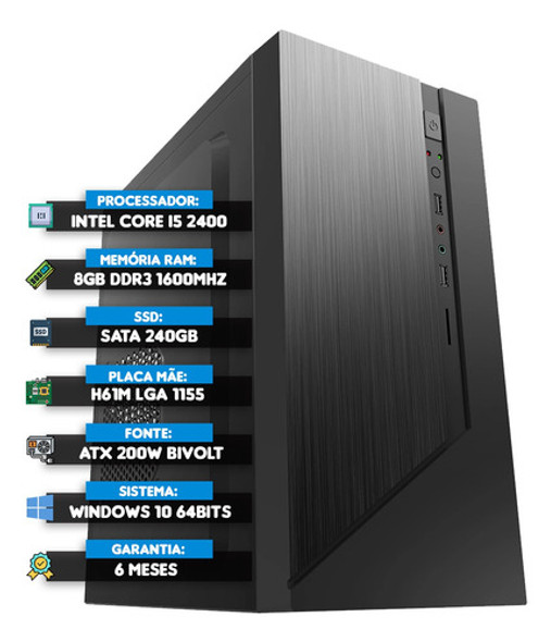 Pc Computador Cpu I5 2400 3.10ghz, 8gb, Ssd 240gb C/ Nf Novo 0