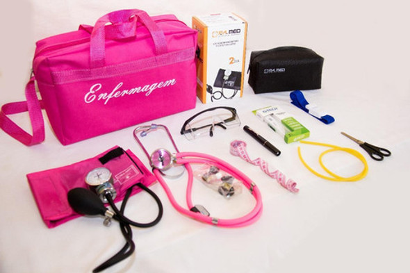 Kit De Enfermagem Rosa Pink Com Medidor De Pressão 1