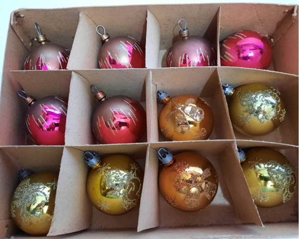 B. Antigo - 12 Bolas Enfeite Árvore Natal Anos 70 5,5 Cm 0