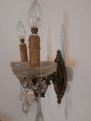 Artefacto Aplique Pared 2 Brazos Bronce Con Cristales 1