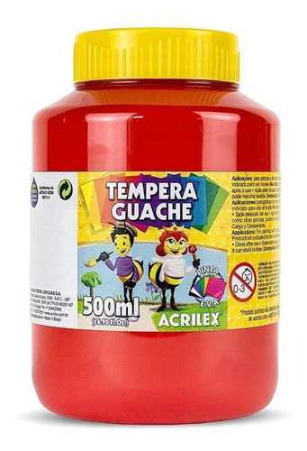 Tinta Tempera Guache Escolar Acrilex 507 - Vermelho 500ml 0