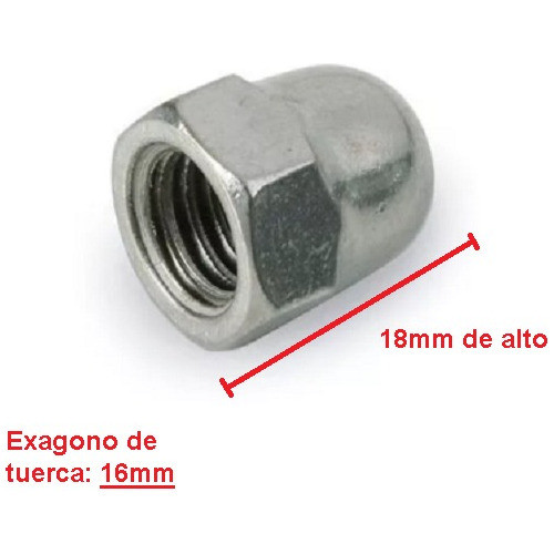 Tuerca Ciega Cromo M10x1.25 (x4u) Motos Honda Yamaha Chako 1