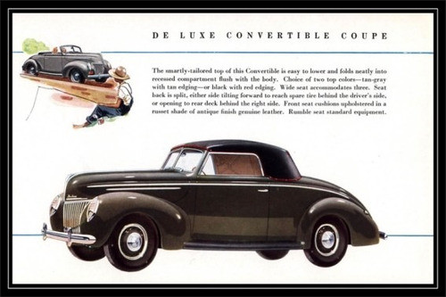 Ford V8 Convertible Coupe  Año 1939 Autos - Lámina 45x30 Cm. 0