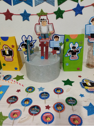Combo Cumpleaños Roblox  10 Niños Goma Eva Glitter 1
