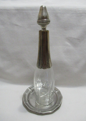 Antig Licorero Cristal Tallado Metal Argent G H Con Bandeja 0