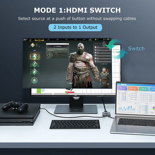 Interruptor Hdmi 8k Splitter 2 En 1 Aluminio Ews 1