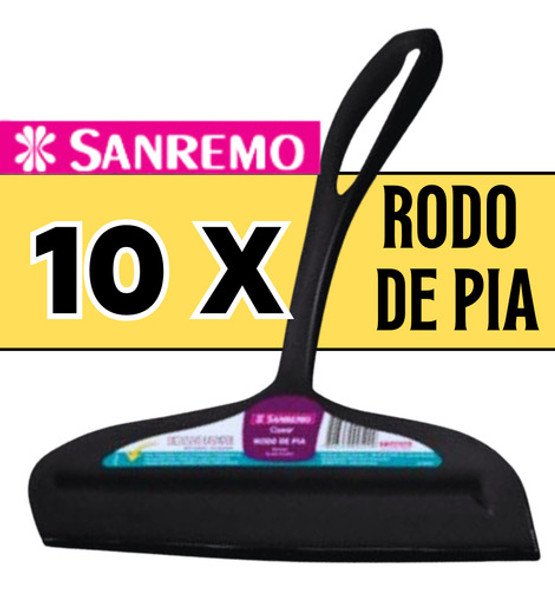 10x Rodo Rodinho De Pia Preto Limpa Vidro Resistente Sanremo 1