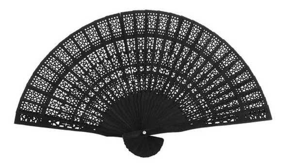 Ventilador De Mão Oco Esculpido Em Madeira Vintage 3x 1