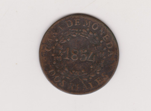 Moneda Argentina Bs As 2 Reales Año 1854 J/19.1.3 Muy Bueno 1