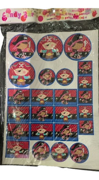 70 Stickers Para Candy De Pirata 0